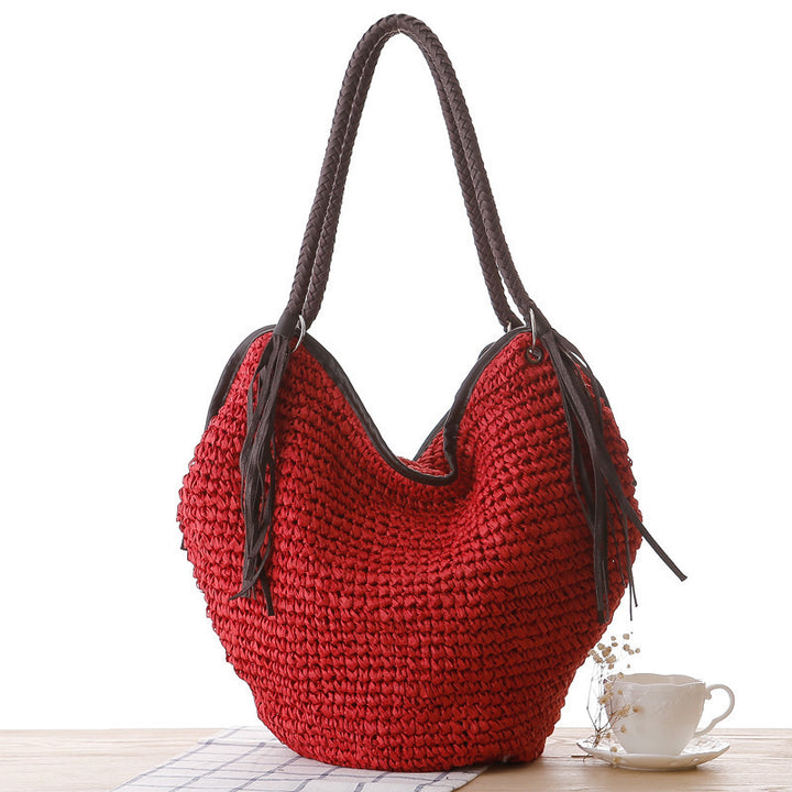 Handmade beach bag with fashionable fringe Skanto