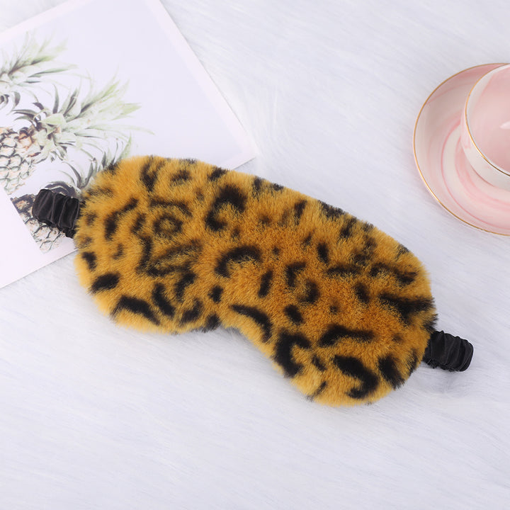 Dame nan luksuriøs kunstpels sovemaske med leopardmønster, ekstra myk polstring og elastisk komfortbånd Skanto