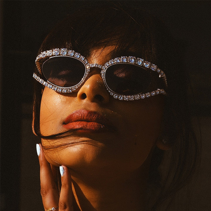 Dame Glamorøs solbrille med glitrende krystallakenter Skanto