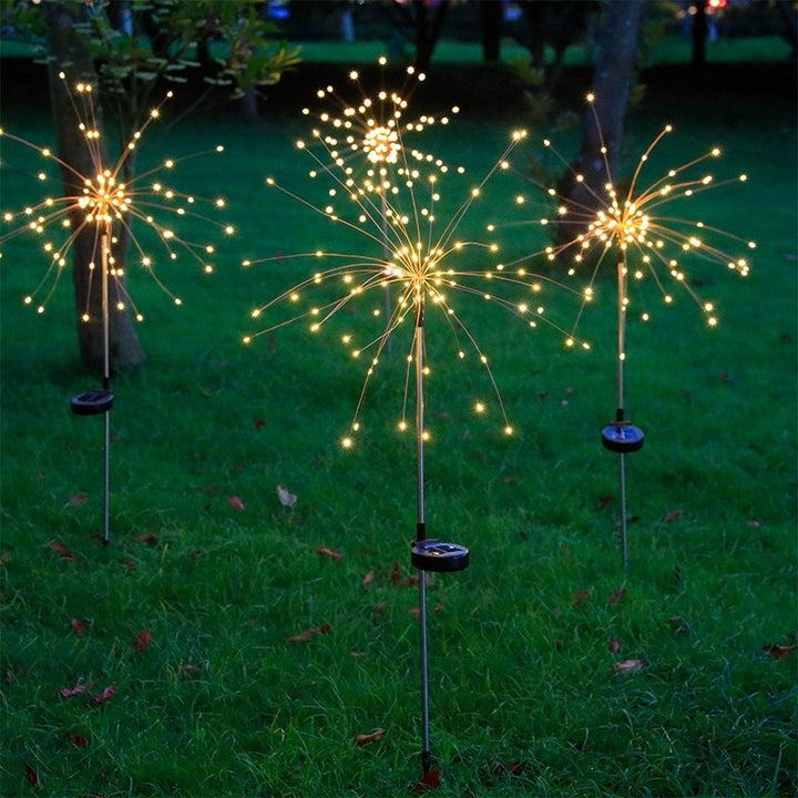 Solar Firework Hage Stake LED Starburst Lys Med Telekopisk Rustfritt Stake Skanto