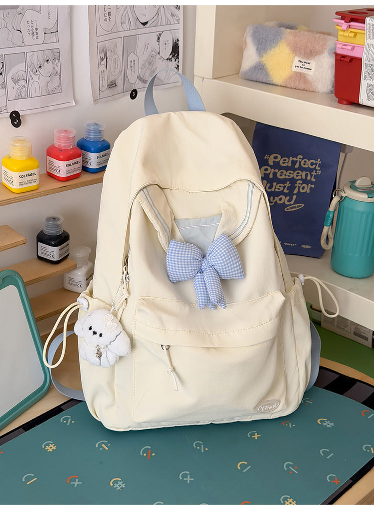 Casual Bow-Detail Skole Ryggsekk