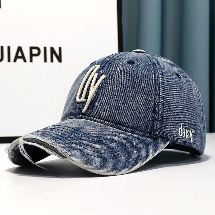 Kvinne Slitt Denim Brodert Baseballcap Skanto
