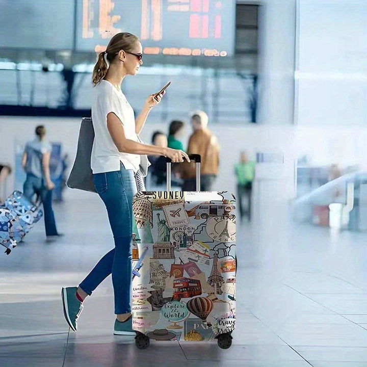 Dame Hardshell reise koffert med kreativt reise motiv Skanto
