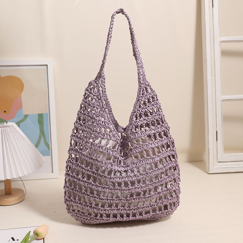 Trendy net tote bag with ruched design Skanto