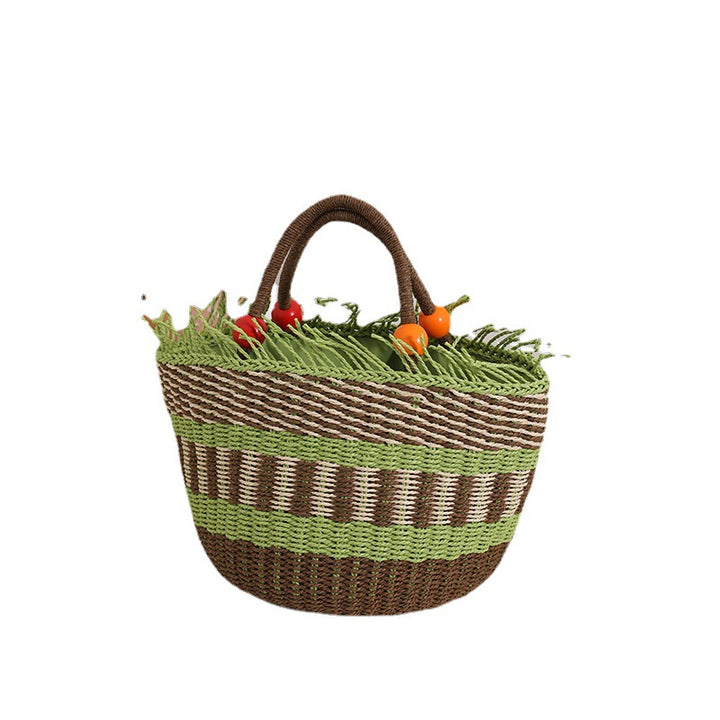 Handmade basket bag with cheerful gardening Skanto