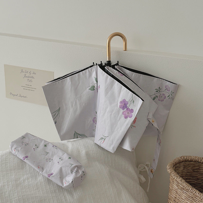 Damer Sammenleggbar Paraply med elegant blomstermønster Skanto