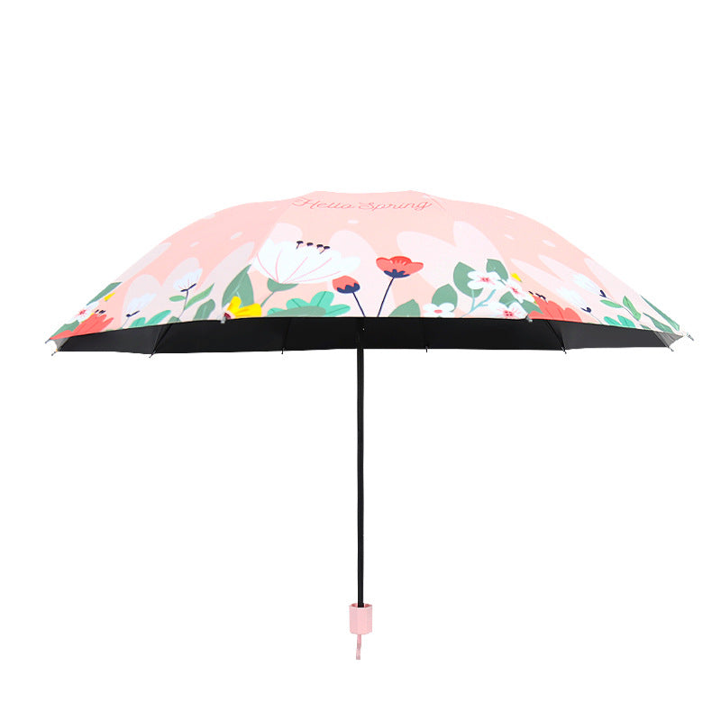 Kvinnes sammenleggbare paraply med blomsterdesign Skanto
