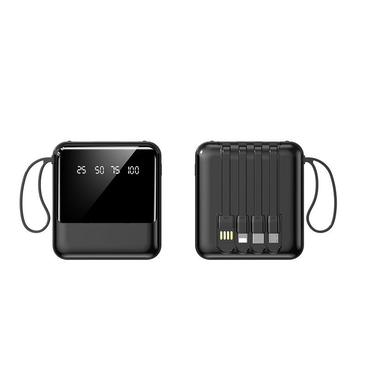 Bærbar Powerbank med LED-statusindikator og integrert kabelsystem Skanto