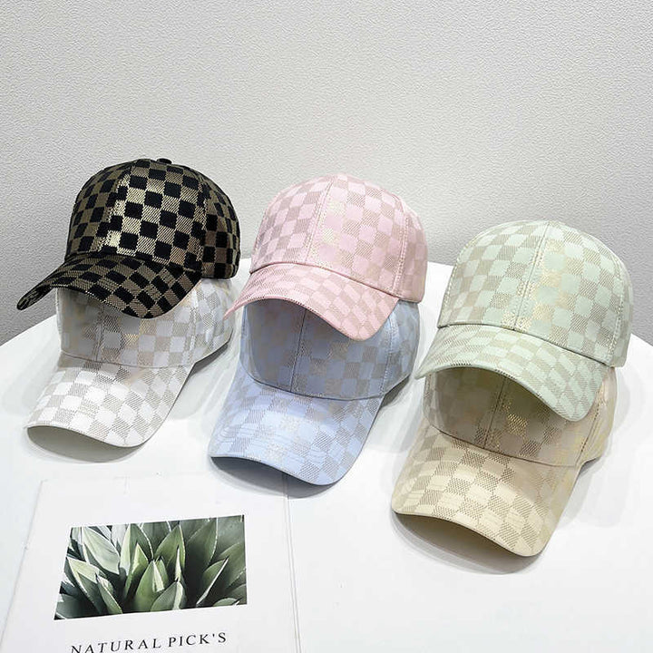 Kvinne Stilige Rute Mønster Baseball Caps Skanto