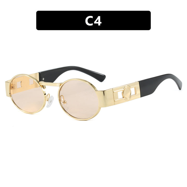 Women's round sunglasses with modern metal frame and UV protection Skanto