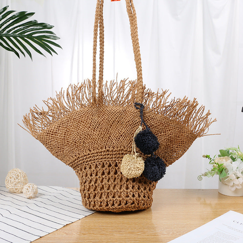 Elegant kurvveske med frynset design Skanto