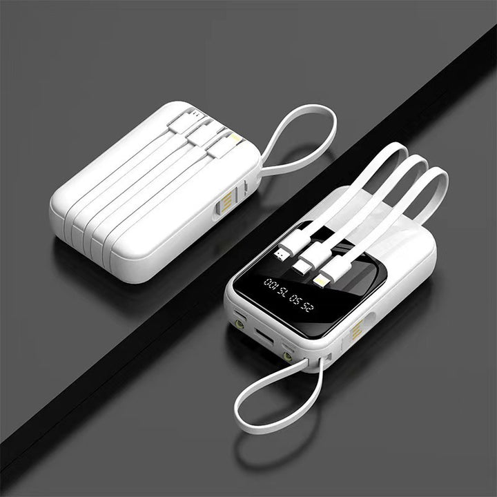 Bærbar Powerbank med integrert multifunksjonelt kablingssystem og digital skjerm Skanto