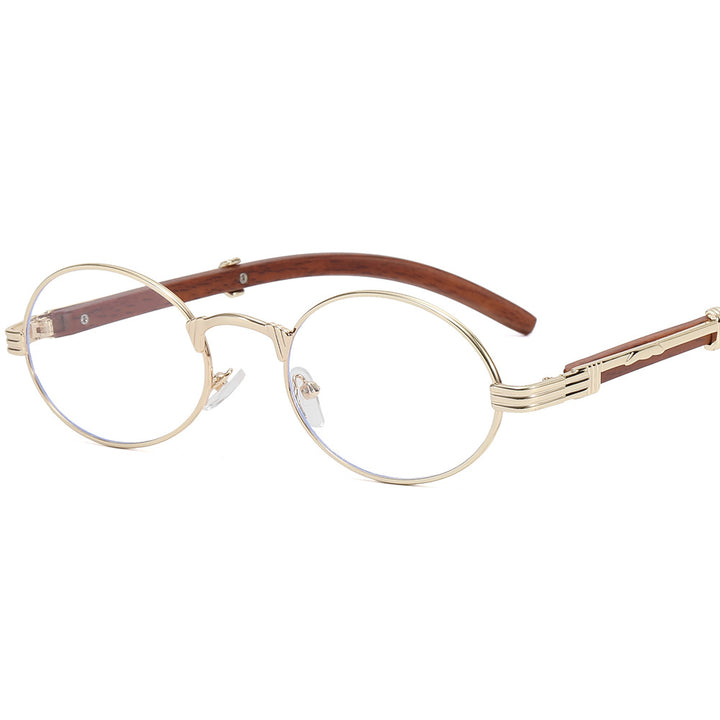 Dame rund designer solbrille med innovativ metallramme Skanto