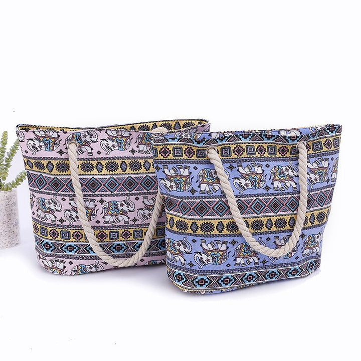Stor og Fargerik Strandbag med Mandala-Mønster Skanto