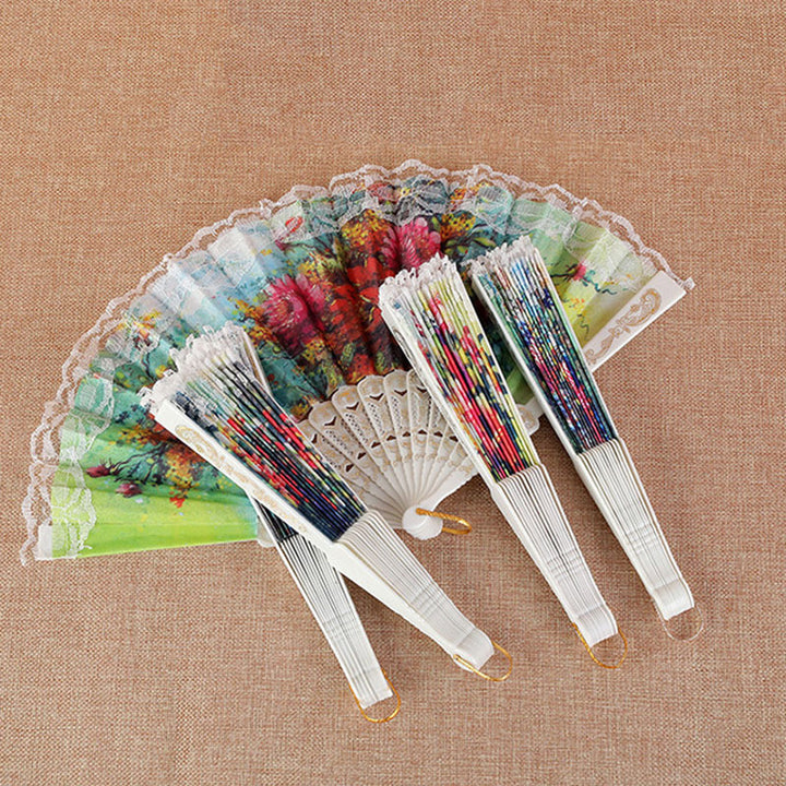 Dame Elegant Håndvifte med florale motiver Skanto