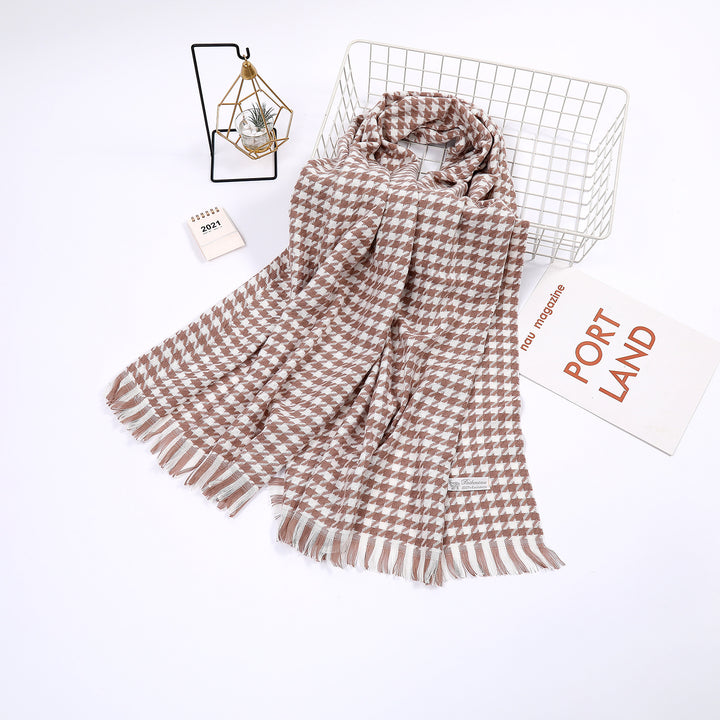 Dame elegant skjerf med houndstooth mønster Skanto