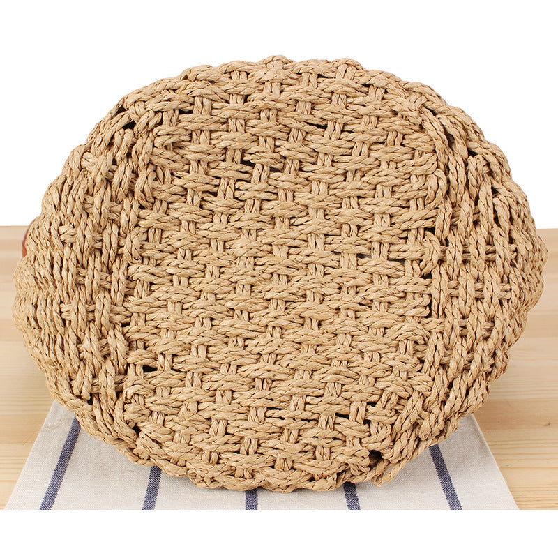 Skanto Hand-Woven Natural Material Shoulder Bag with Stylish Leather Details Skanto