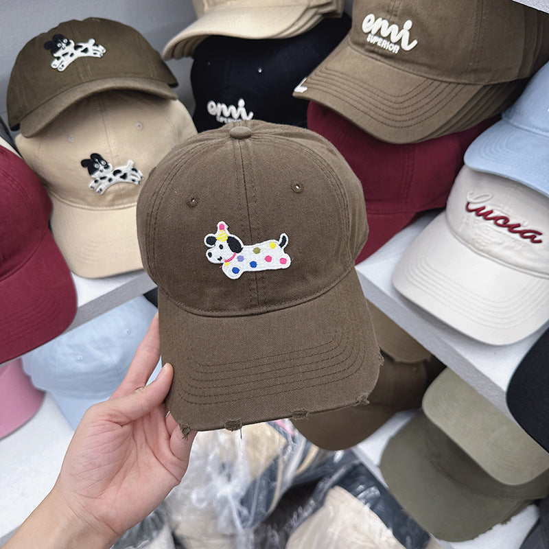 Kvinnenes Søte Broderte Hundetema Baseball Cap Skanto