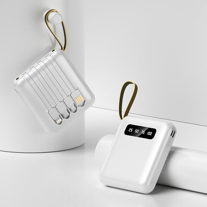 Multifunksjonell powerbank med integrert kabelsystem Skanto