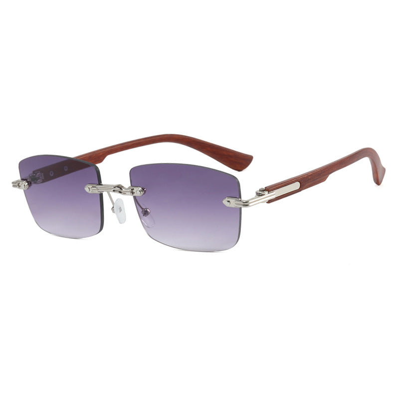 Women's square sunglasses with wood frame and gradient lenses Skanto