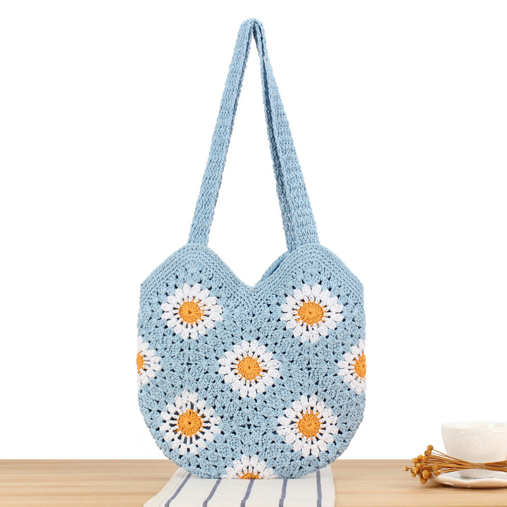 Crocheted shoulder bag with floral design Skanto