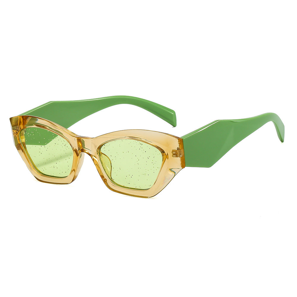 Dame geometrisk designer solbrille med glitrende ramme Skanto