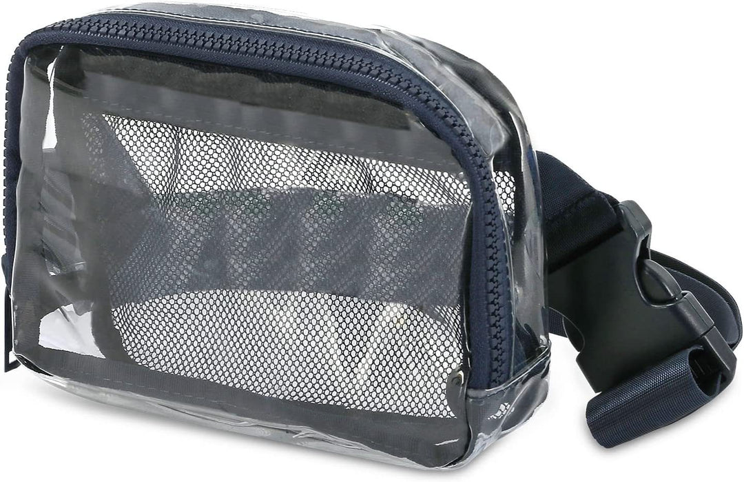 Transparent skulderveske med nett-sidelommer Skanto