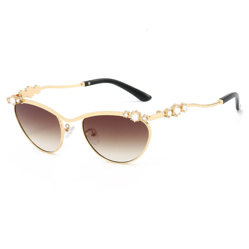 Dame Cat-Eye Solbriller med glitrende steindekor Skanto