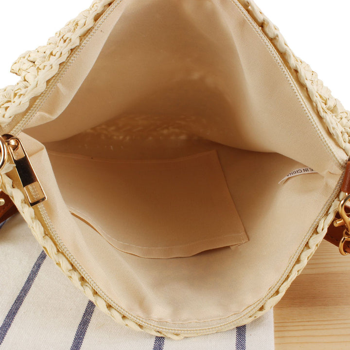 Ruffle design handbag made of braided raffia Skanto