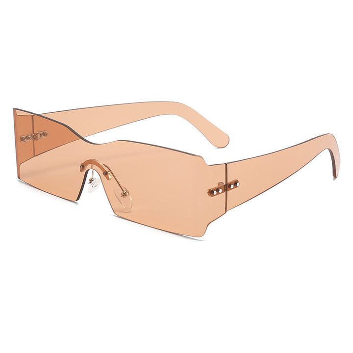 Dame futuristisk mote-solbriller med transparent ramme Skanto