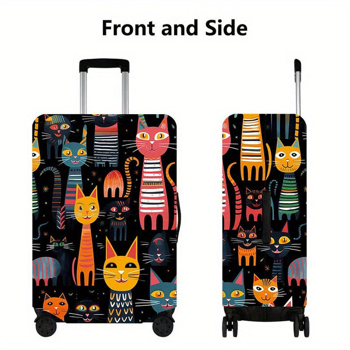 Unisex nan elastisk koffertrekk med tegneserie-kattmotiv dehningsbart ripebestandig beskyttende for reisekoffert Skanto