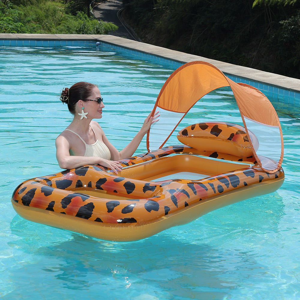 Kvinne Inflatable Luxury Swimming Lounge med solbeskyttelse Skanto