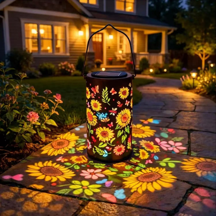 Dekorativ solcelle hage stake lampe med solblomst projeksjon Skanto