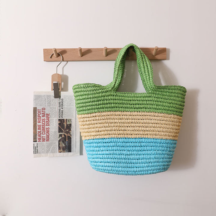 Handmade Durable Beach Bag with Cheerful Zigzag Pattern Skanto