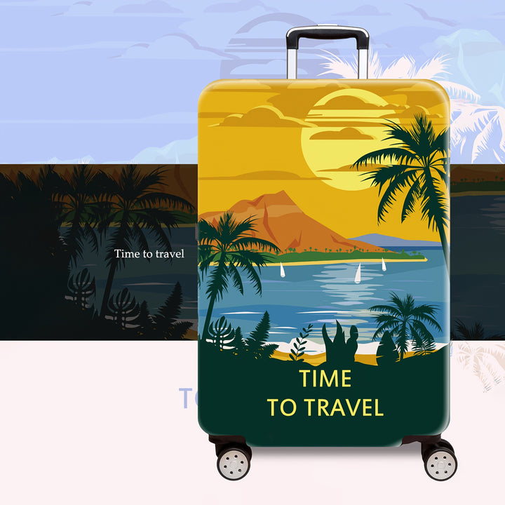 Unisex nan trykket hardt skall trolley med tropisk solnedgang motiv, fire hjul, utvidbar og lett, integrert kodelås Skanto