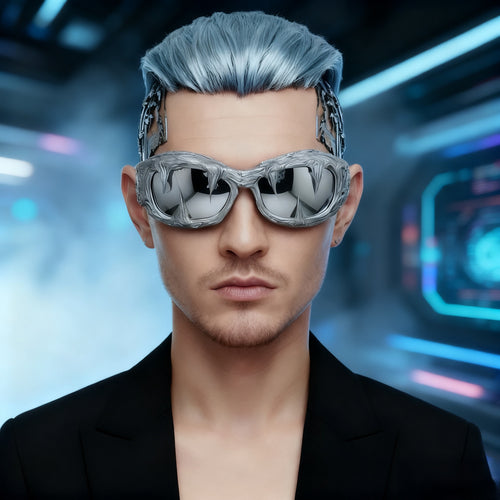 Dame futuristisk design solbrille med unikt strukturert overflate Skanto