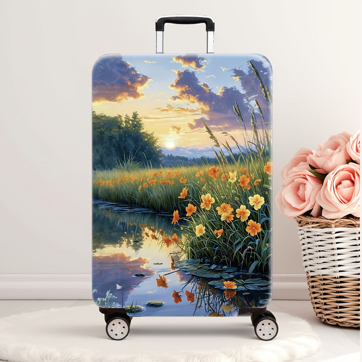 Damer hardkoffert med blomstermotiv Skanto