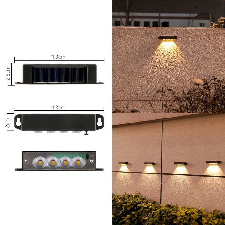 Kompakt solardrevet bevegelsessensor LED vegglampe for utendørs trapper og gjerder Skanto