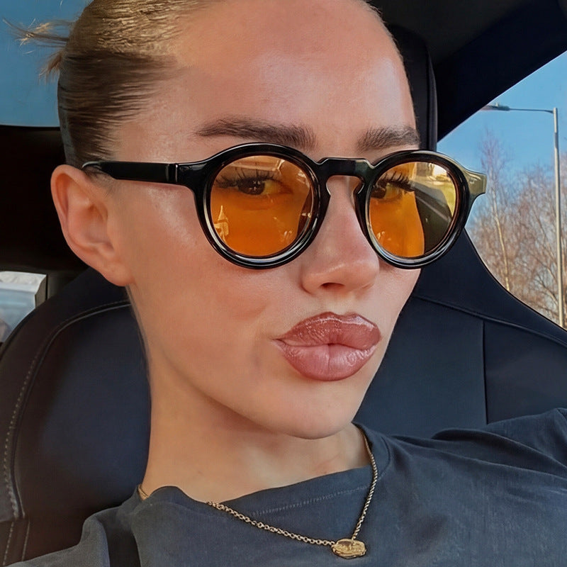 Women's fashionable round sunglasses with transparent frame and UV protection Skanto