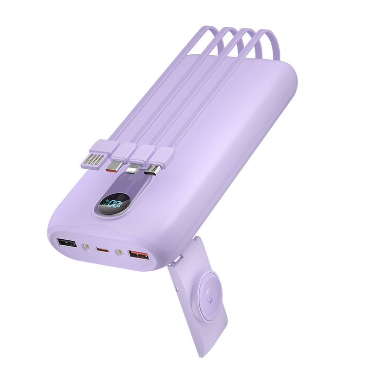 Bærbar powerbank med innebygde ladekabler og LCD-skjerm Skanto