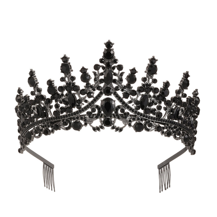 Damer Opulent Tiara med svart krystallbesetning Skanto