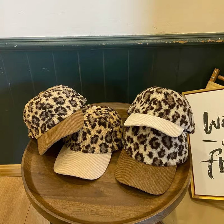 Kvinnens Leopardmønstret Fleece Baseball Caps Skanto
