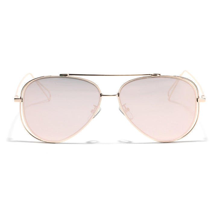 Dame Retro-flyger solbrille med sølvfarget metallramme og speilglass Skanto