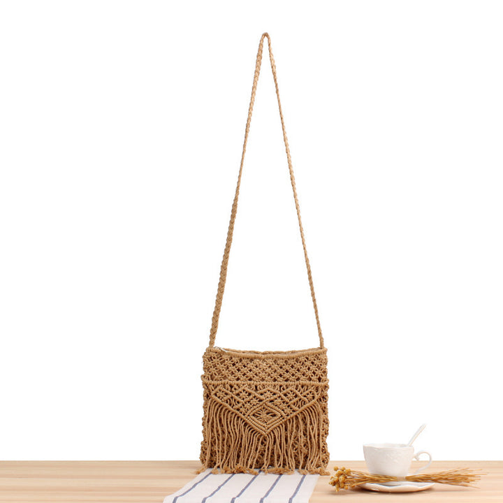 Macrame Shoulder Bag with Fringe Detail Skanto