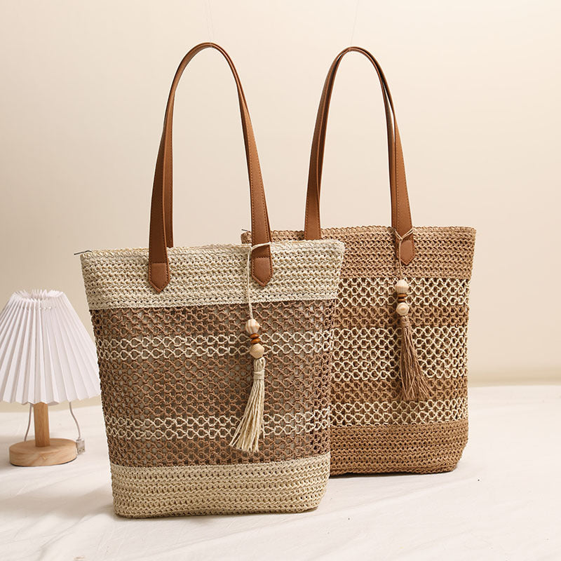 Braided Natural Material Tote Bag Skanto