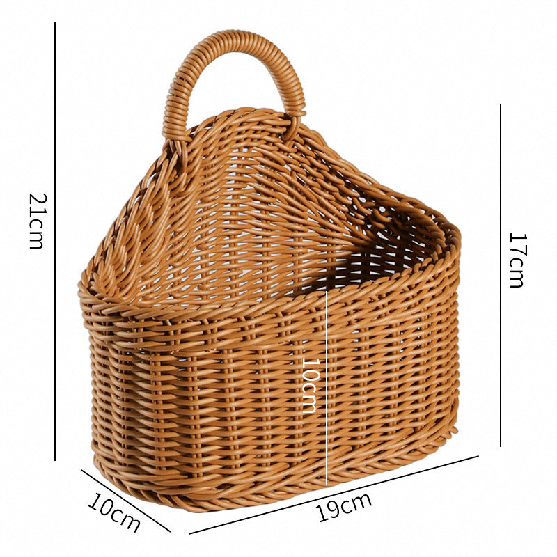 Dame Håndlaget Rattan Oppbevaringskurv med Håndtak Skanto