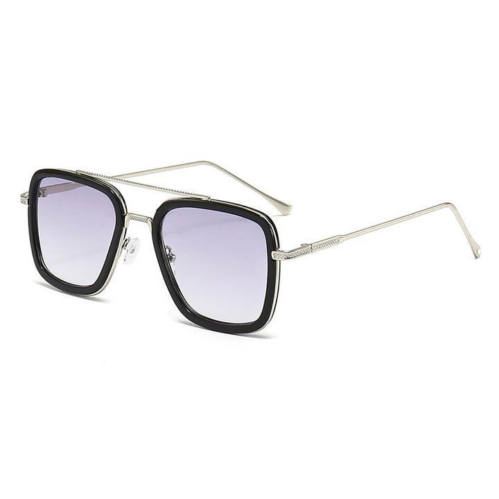 Dame moteristisk kvadratisk solbrille med glamorøs metallramme Skanto