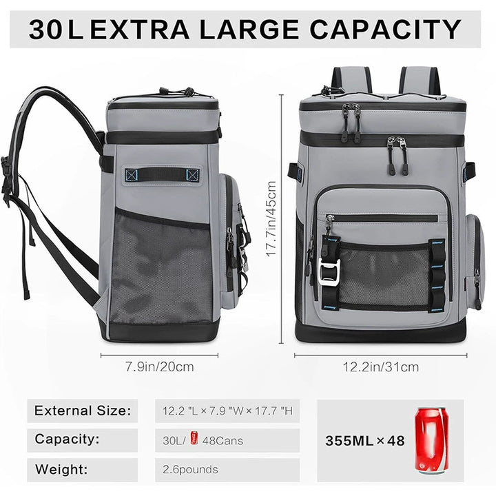 Unisex Insulated Cooler Backpack with Hard Base, Multiple Compartments, and Ergonomic Straps Skanto