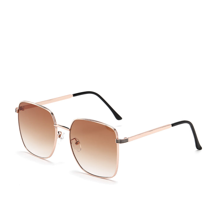 Dame kvadratisk solbrille med elegant metallramme og speilende glass Skanto