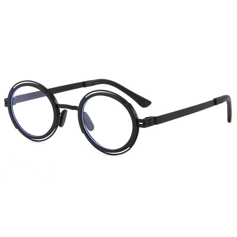 Damer moteriktig rund solbrille med elegant metallramme Skanto